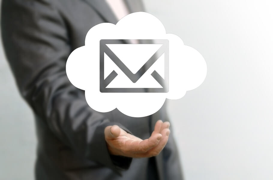 A man showing an email cloud hologram