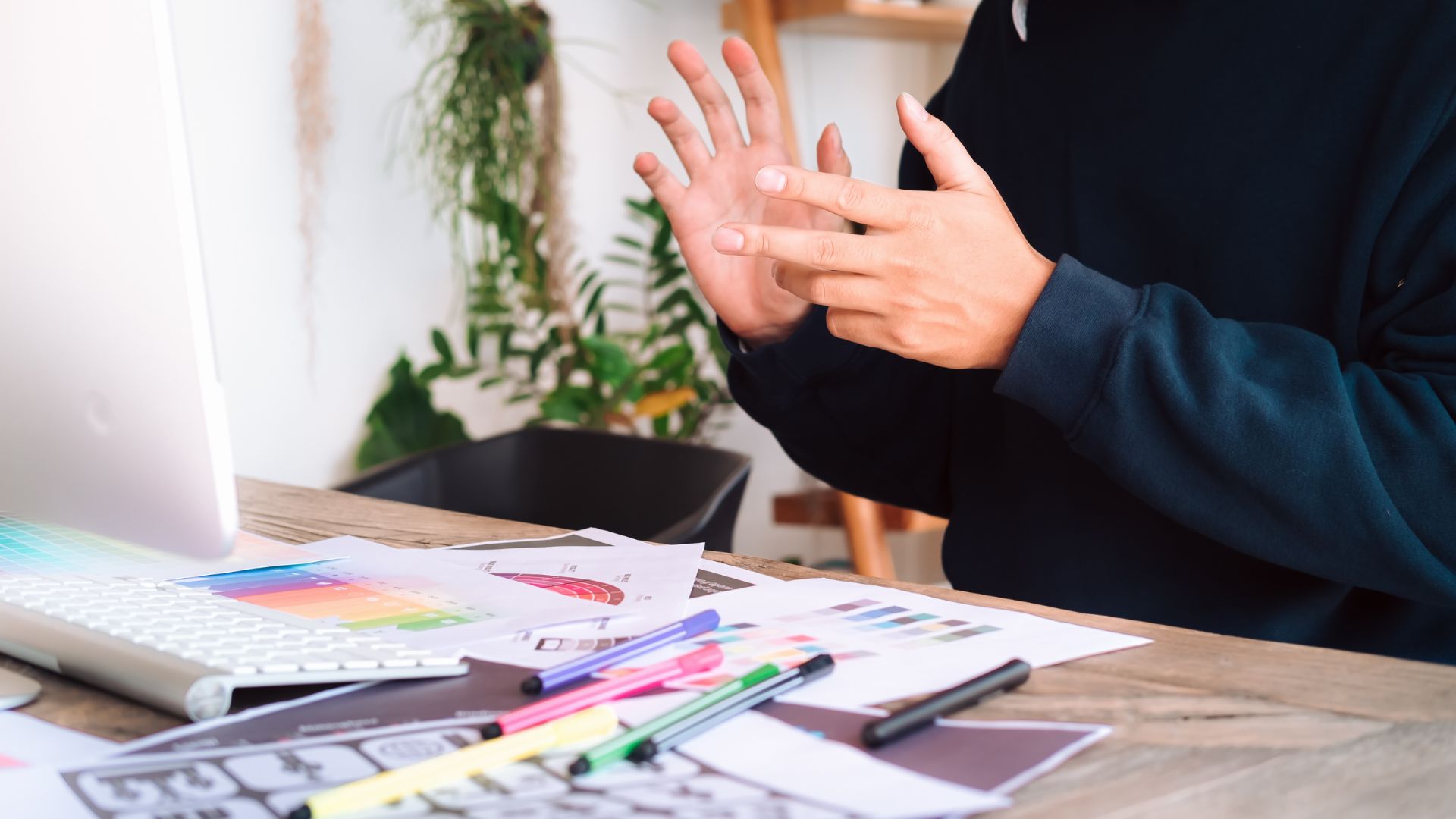 guy testing different colors in designing a website