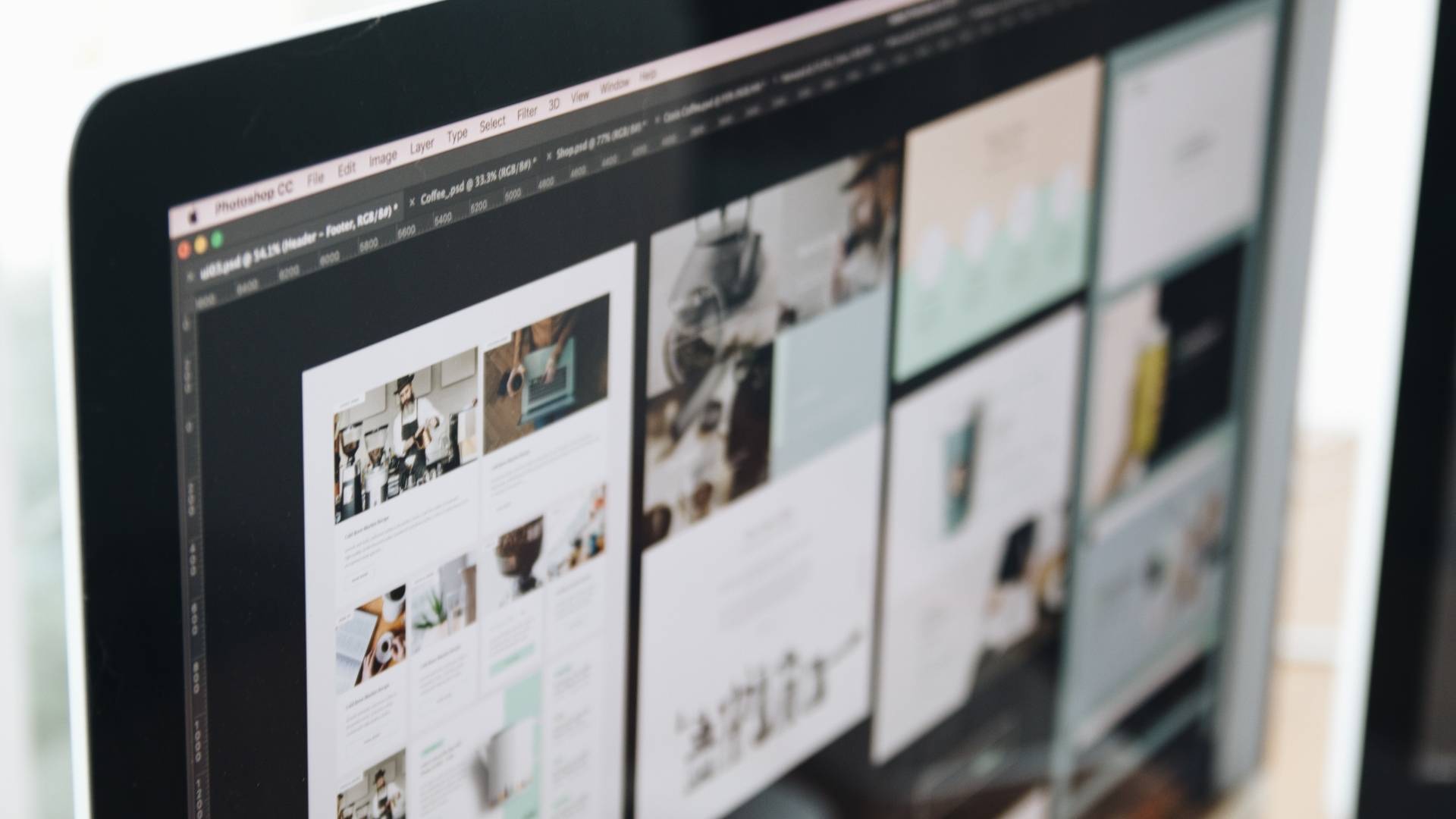 laptop screen with multiple design variations