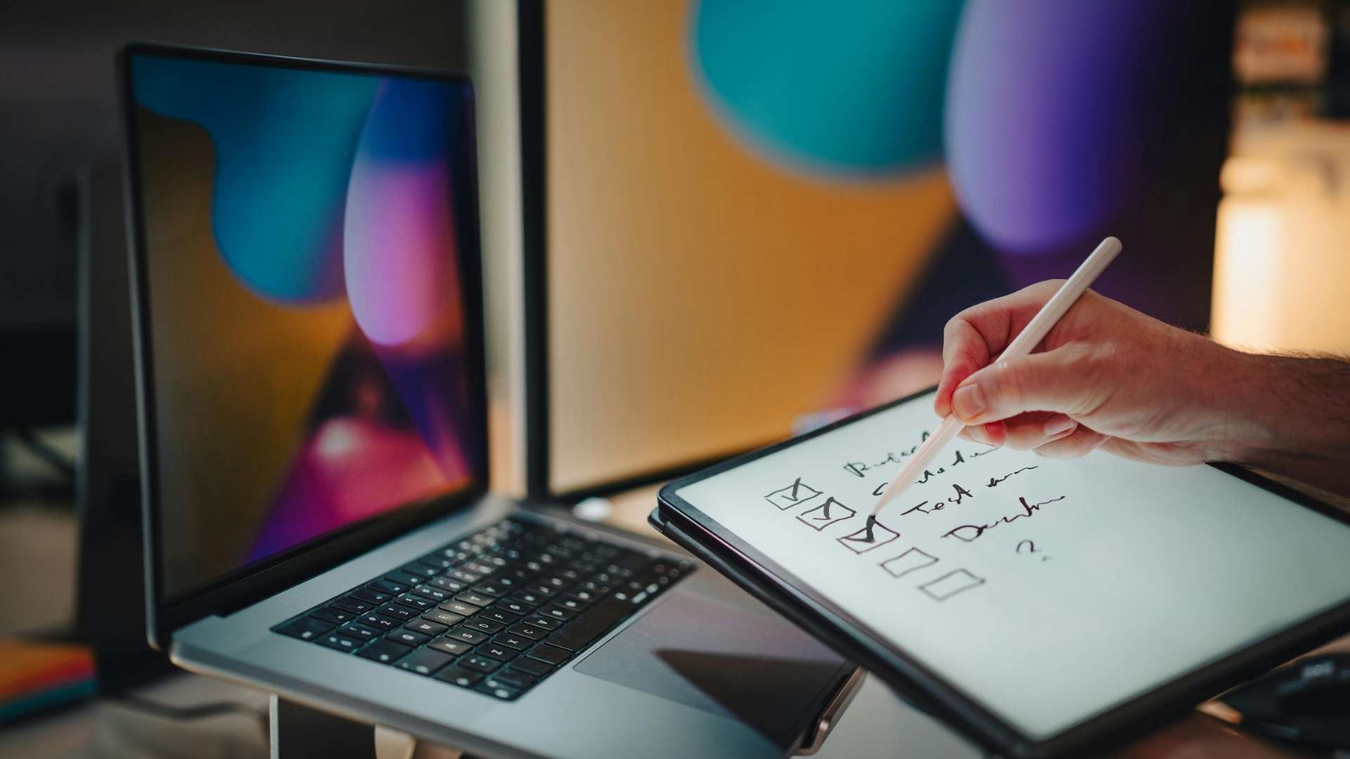 listing checklists on a tablet