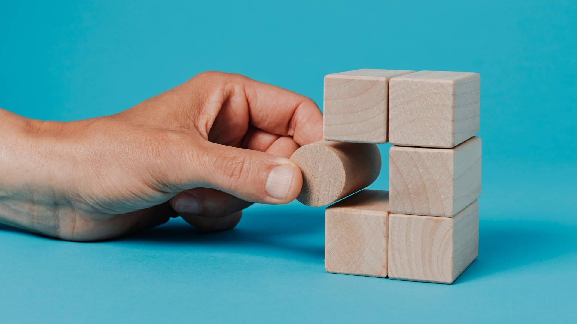 man playing a building blocks