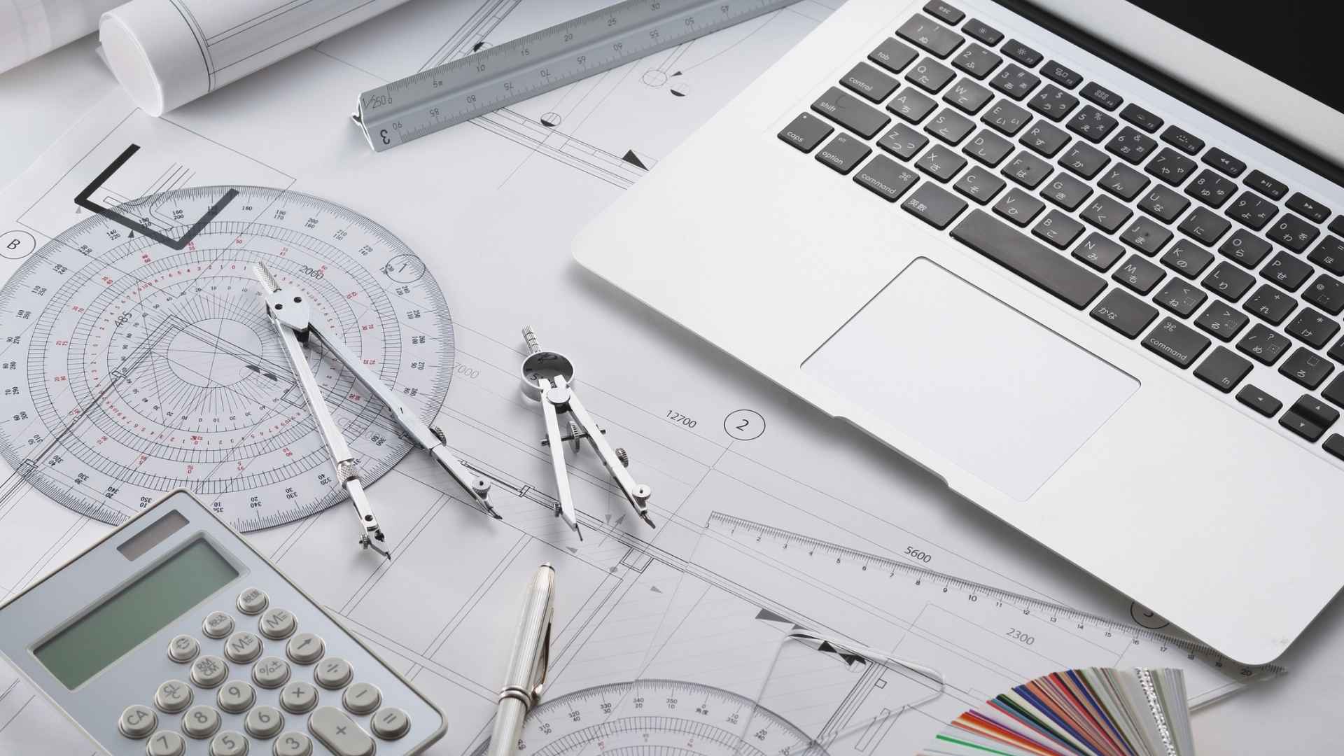 measuring equipment together with a laptop and a calculator