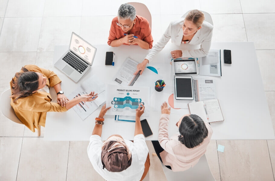 Team collaboration top view