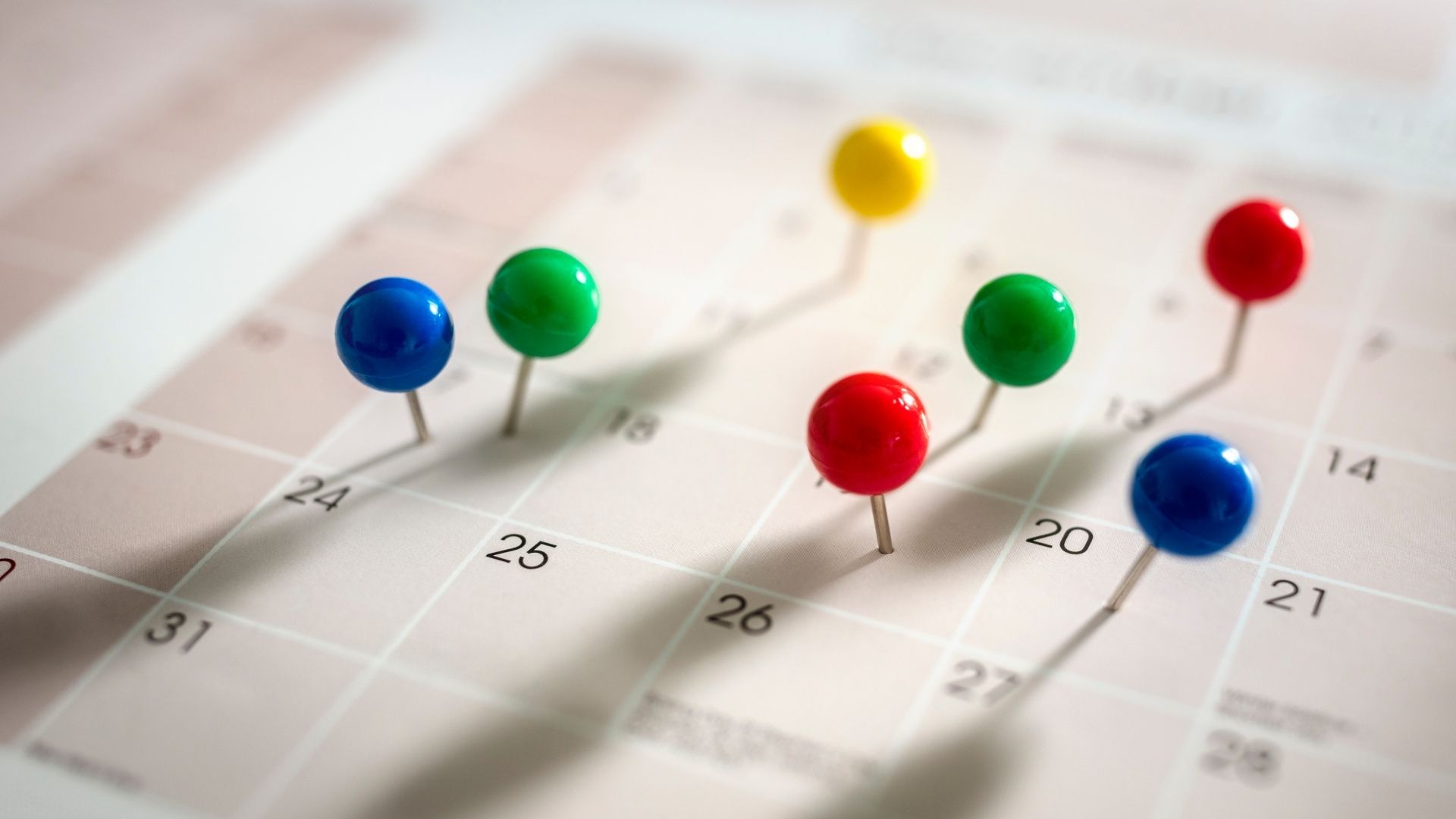 thumbtack pins in calendar