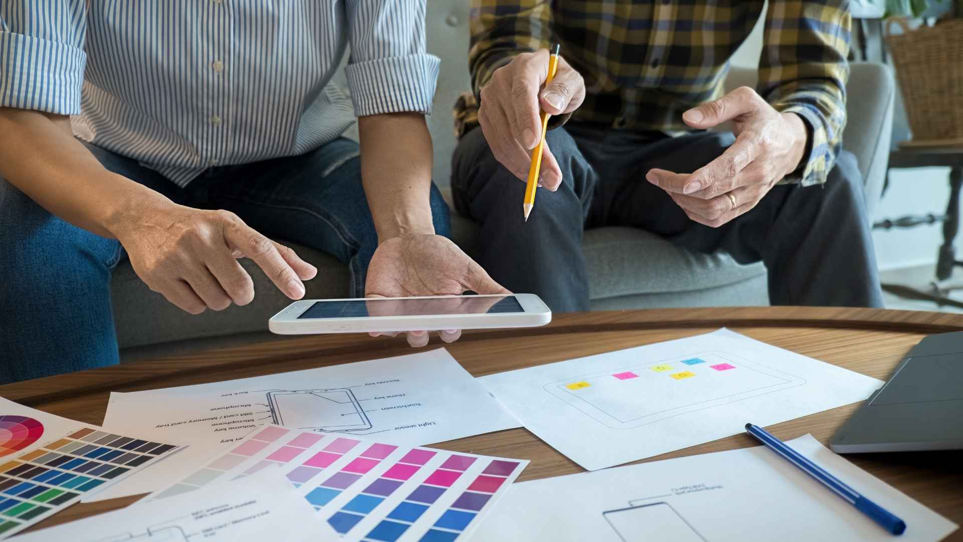 two guys choosing the right color palette