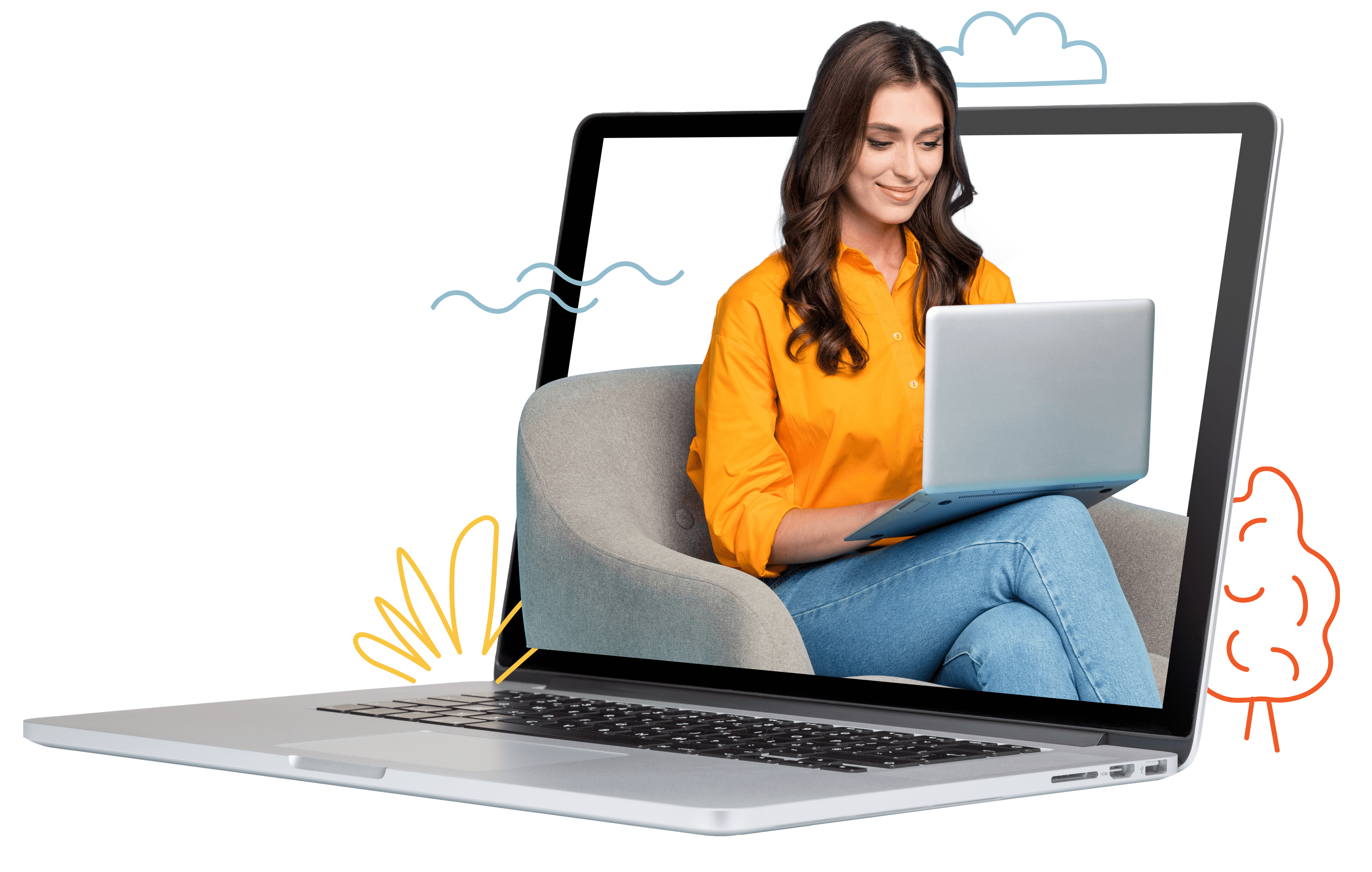 A Women inside the laptop