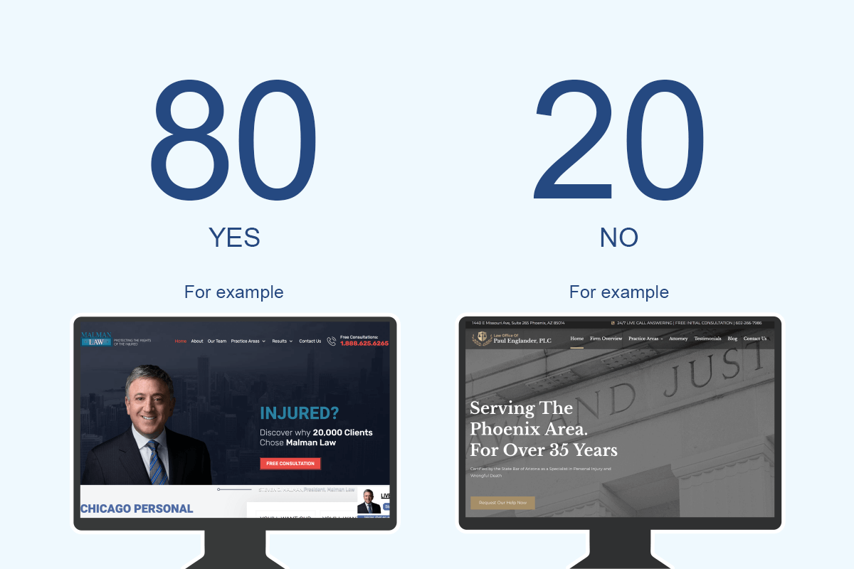 attorney portraits in legal web design