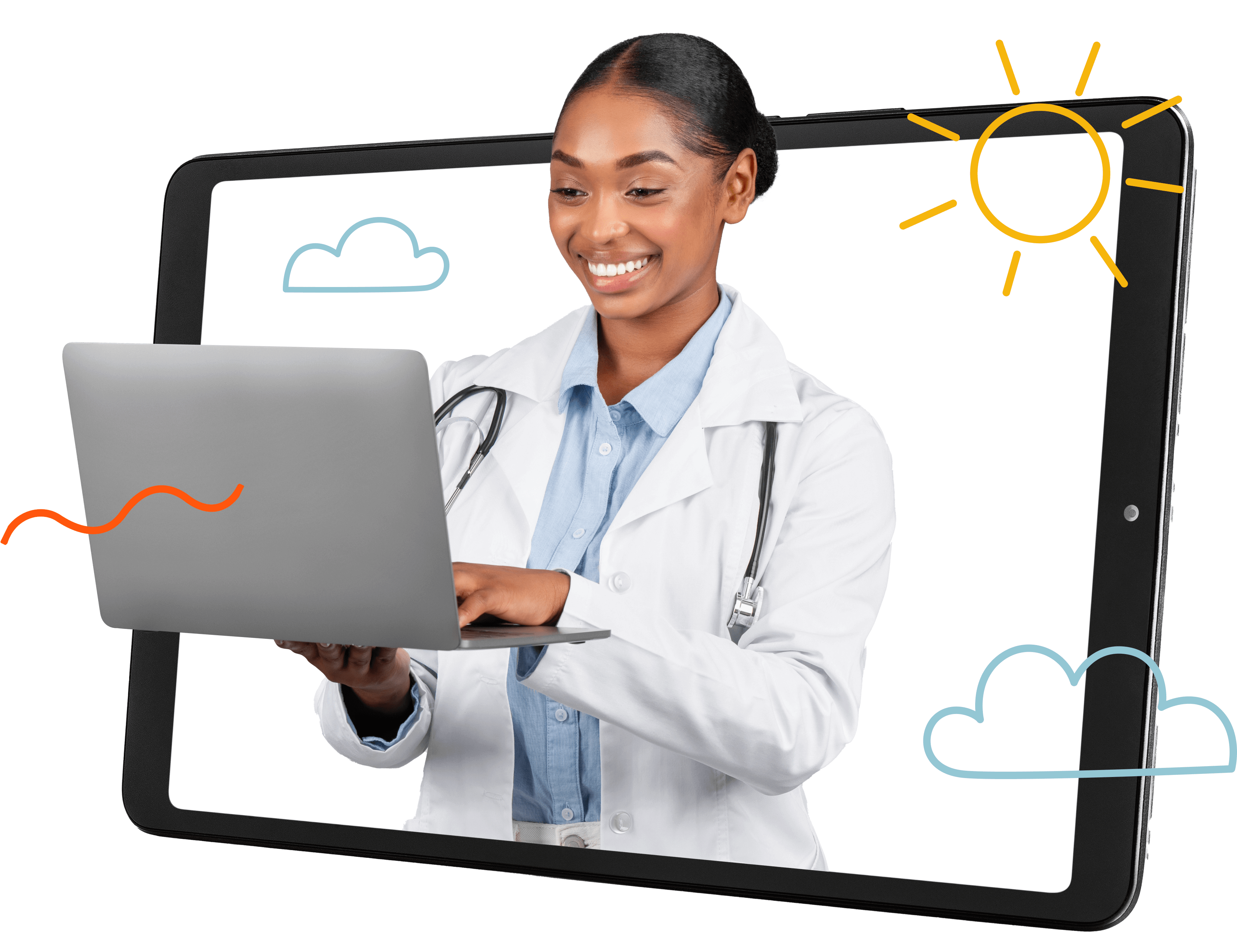 dentist holding a laptop