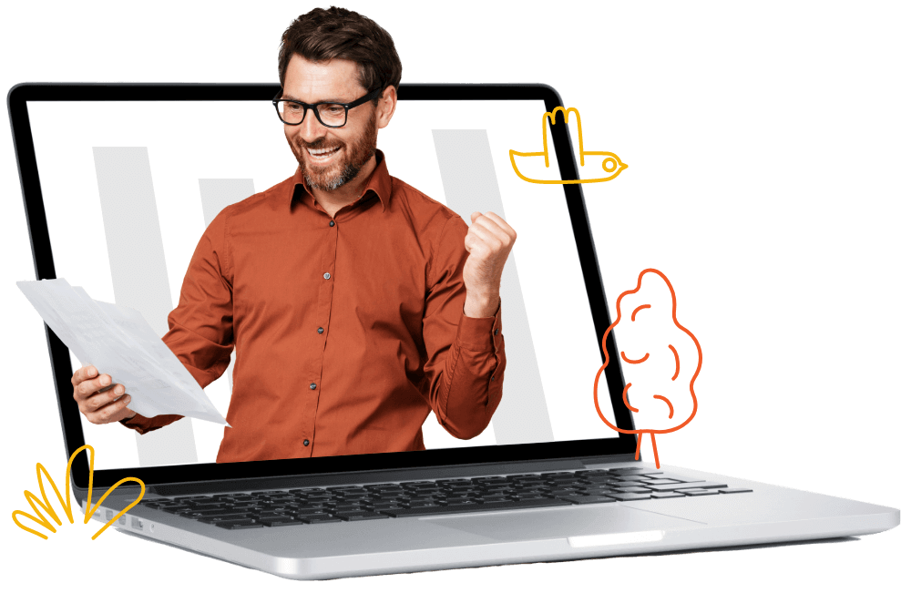 Man seeing good news in a paper