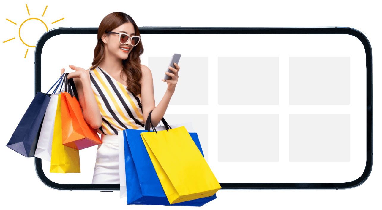 Women with the items that she purchases