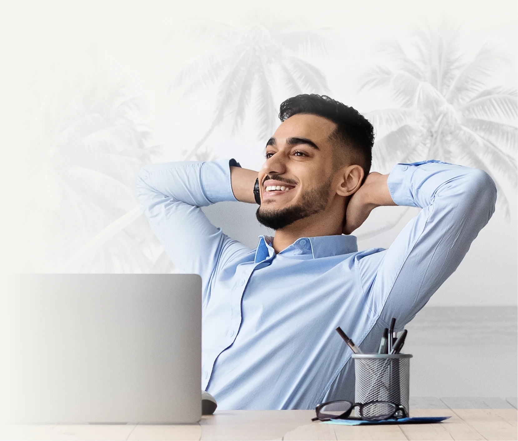 A man relaxed after his work