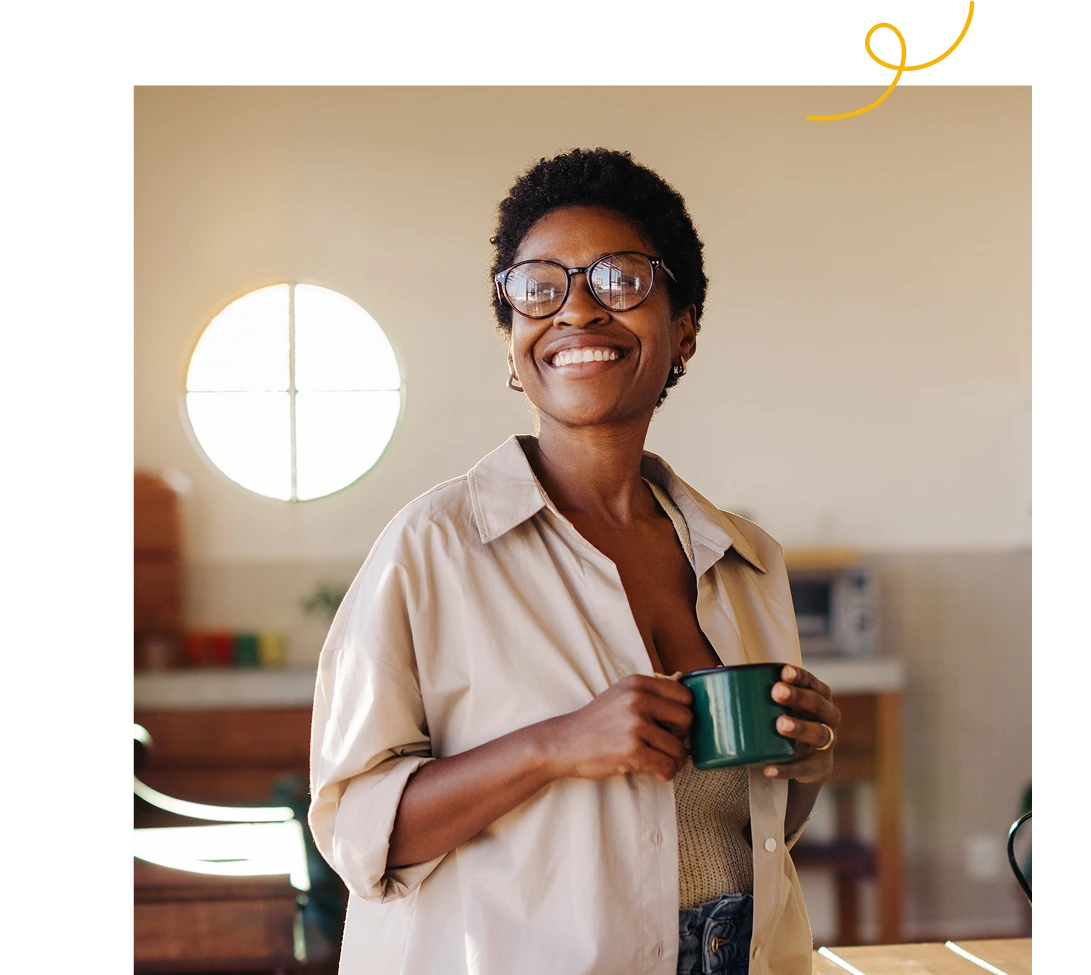 A woman drinking coffee