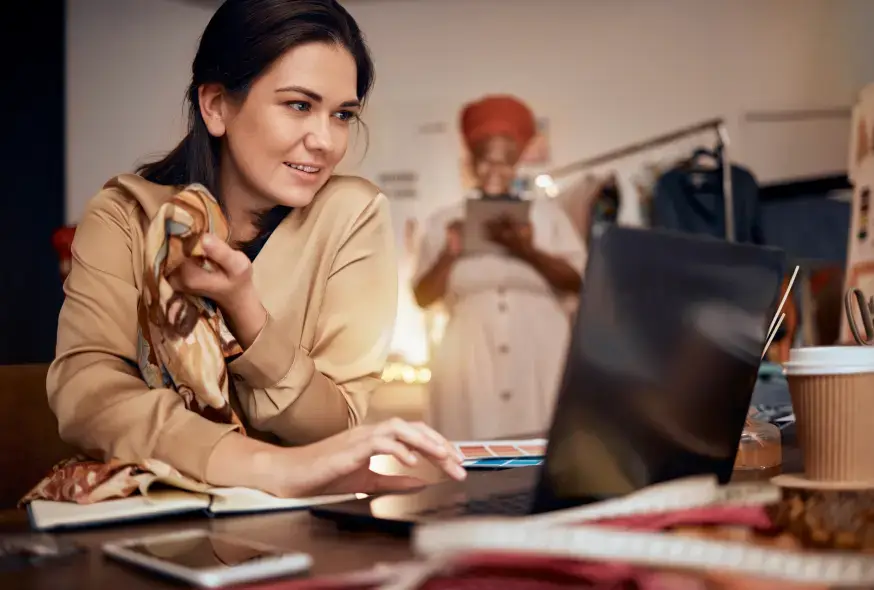 woman exploring the net on her laptop